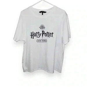 Harry Potter Official White Felt Graphic Short Sleeve Tee, size M